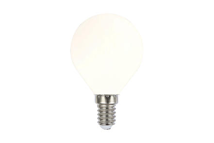 Illum LED-lyspære E14 - Matt hvitt glass med E14-sokkel og varmhvitt lys. Ikke dimbar. 160lm.