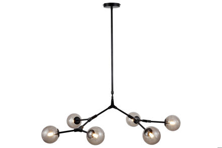 Branch taklampe - Med sort sotet glass.