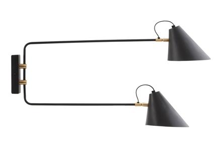 Club dobbel vegglampe - Sort og messing