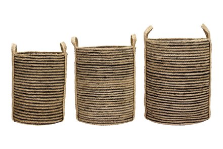 Dungi kurvsett 3pk - Sort og natur juteflett Ø28/32 H37/44 cm