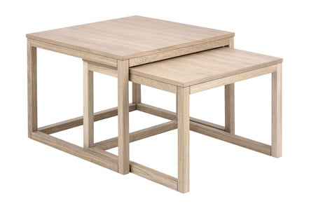 Cornus Sofabord - Hvitoljet finér og heltre av eik. 70x70 cm. Sett av to bord.