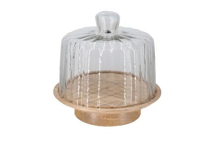 Petrea kakefat - Mangotre med glasslokk Ø25 H24,5 cm