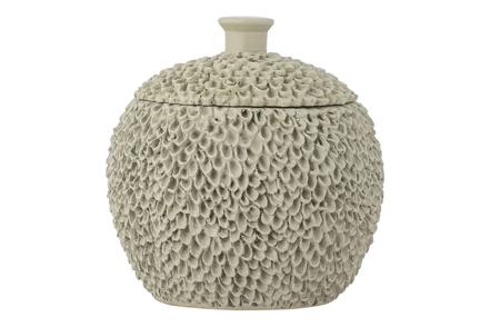 Briar krukke med lokk - Grå polyresin Ø12,5 H13 cm