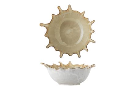 Alcott serverings- og dekorasjonsbolle - Hvit og gul B24 H8 cm