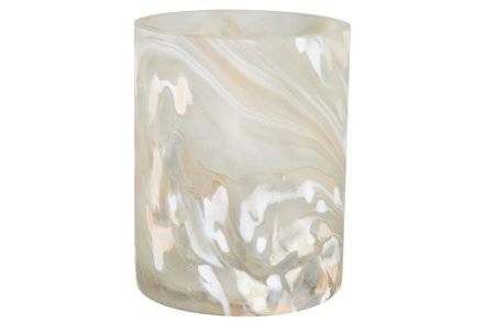 Trude lysholder - Beige marmorert. H13 cm