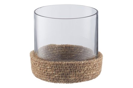Pune lysholder - Natur/glass Ø6 H7,5 cm