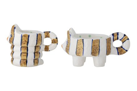 Caty lysholder/dekorasjon 2pk - Brun og hvit B16/9,5 H8/9,5 cm, sett med 2stk