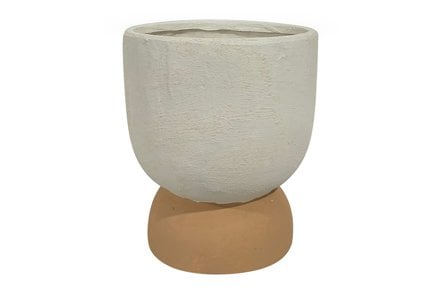 Terre vase/blomsterpotte - Offwhite og terrakottafarget Ø14 H17 cm
