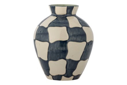 Check vase - Blå og hvit Ø20 H24 cm