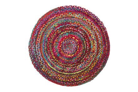 Korba teppe - Multi farget, rundt Ø:100cm bomull/Sari stoff