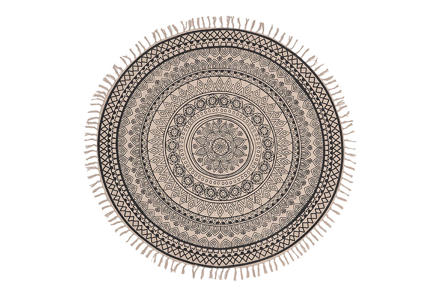 Shiva teppe - Bomullstrykk rundt Ø:90cm med frynser