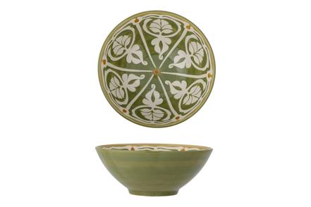 Heikii serverings- og dekorasjonsbolle - Grønn og offwhite Ø26,5 H11 cm
