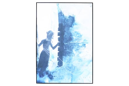 Blue Sight bilde - Blått kunstprint på lerret med sort ramme. 70x100 cm.