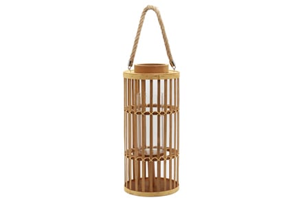 Bamboo lanterne - Brun flettet. H42,5 cm