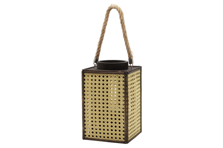 Cane lanterne - Sort og brun. H:27 cm